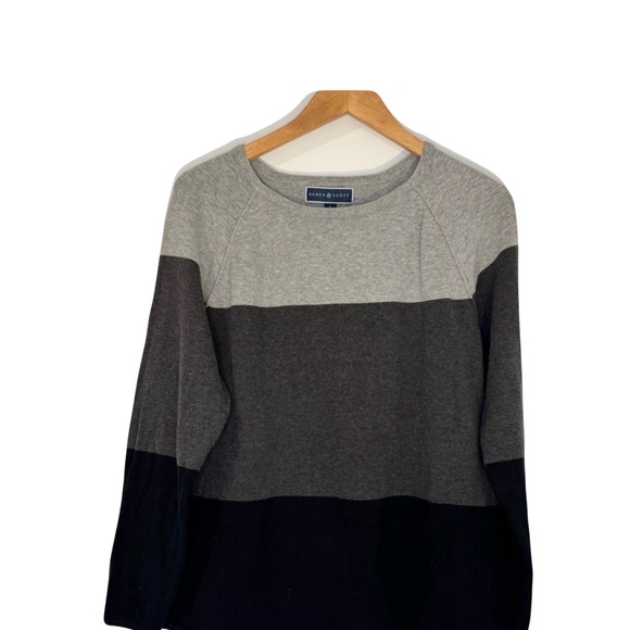Karen Scott Sweaters - Karen Scott Sweater Gray Black Colorblock Large